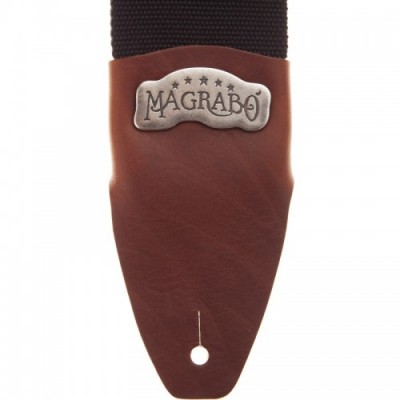  Magrabò Guitar Straps SC Cotton Nero 8 cm Term Core Marrone Fibb Argento