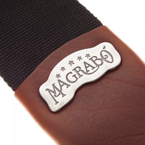  Magrabò Guitar Straps SC Cotton Nero 8 cm Term Core Marrone Fibb Argento