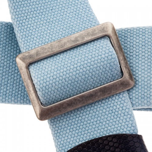 Stripe SC Cotton Washed Celeste 5 cm terminali Twinkle Blu, fibbia Recta Argento