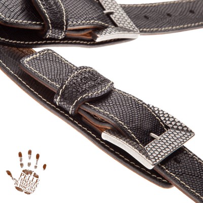 Twin Buckle TS Embossed Snake Nero 7 cm fibbie Scaled Argento